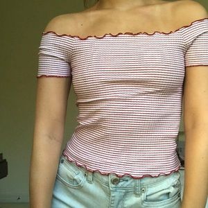 Zara off the shoulder stripey shirt